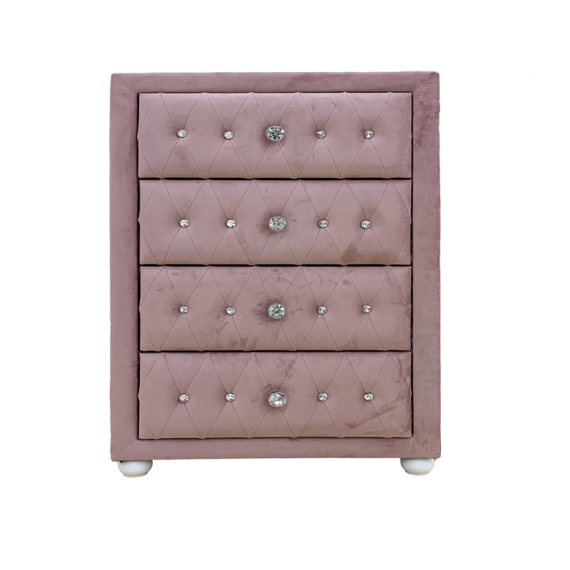 Commode rose en tissu