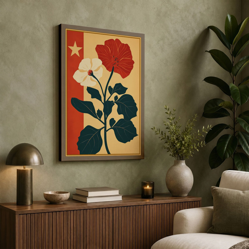 Gilded Bloom Botanical - Wrapped Canvas, 36x24 - 91.4 x 61.0 cm, Black Border