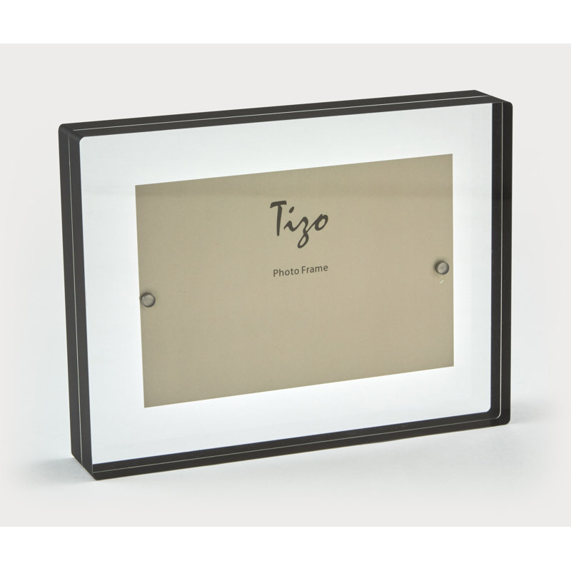 Lucite Rectangle Floater Frame, Black, 5" W x 7" H
