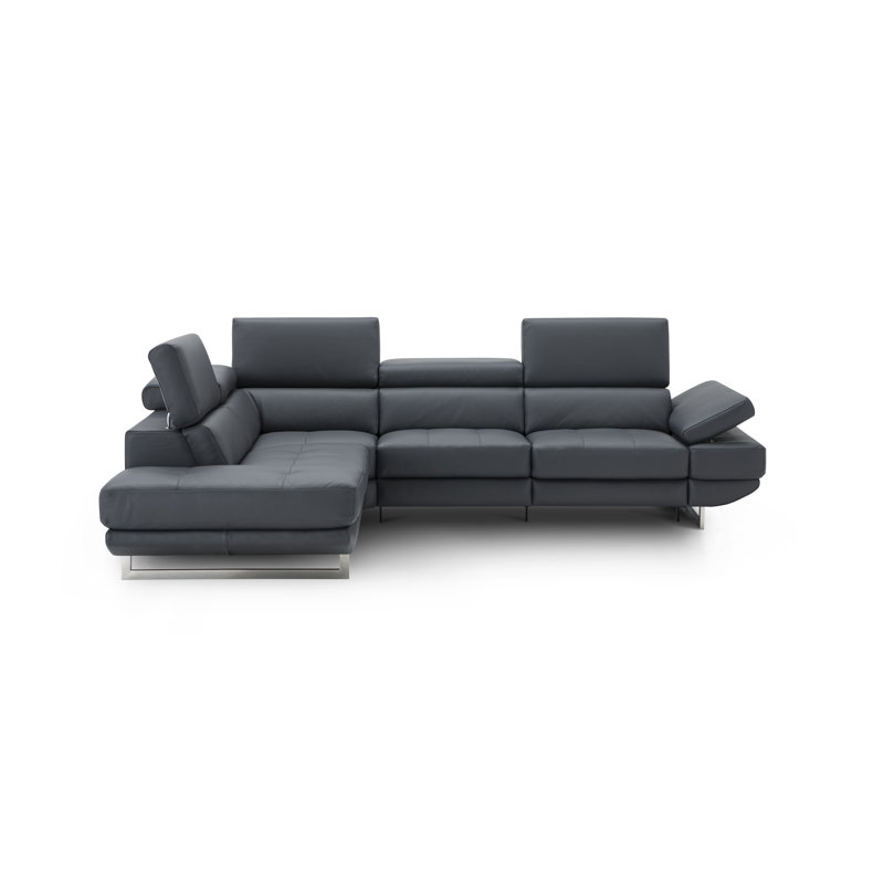 Britne Upholstered Power Reclining L-Shaped Sectional, Left Hand Facing, Blue Gray