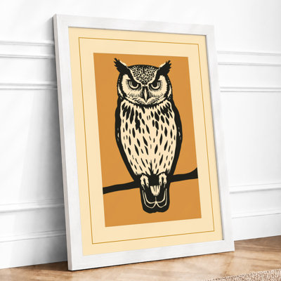 Watchful Owl Japandi - Framed Print