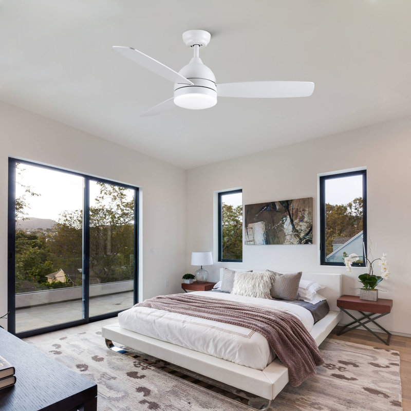 Small-CF 48''-3 Blades Smart Ceiling Fan With LED Light, Remote Control, Works With Alex And Tuya App, White