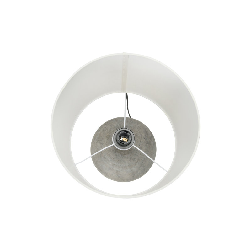 Distressed Grey Terracotta Table Lamp with White Canvas Shade