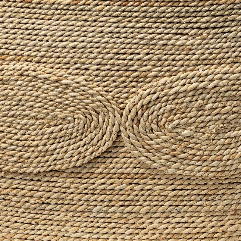 Oval Handwoven Corn Straw Rope Coffee Table with Glass Top