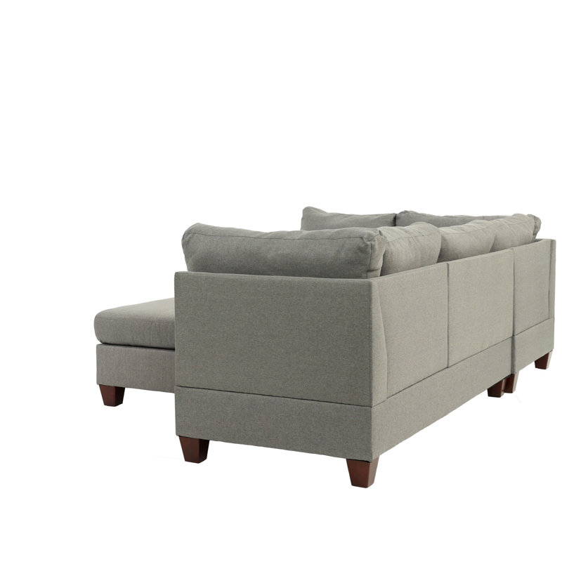 Reversible Sectional Sofa With Ottoman (Sectional), Gray Fabric
