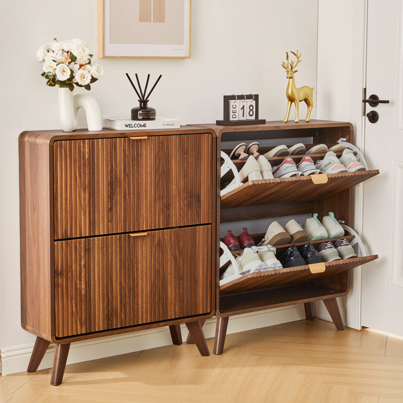 Armoire de rangement pour chaussures 16 paires, Noyer