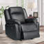 Ensemble de canapé inclinable manuel en similicuir: 3 places avec table rabattable, 2 places avec console et fauteuil inclinable noir-116975504