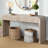 59'' Vintage Crafted Entryway Table Two Hidden Handle Drawers Farmhouse Console Table Easy Assembly-777867932