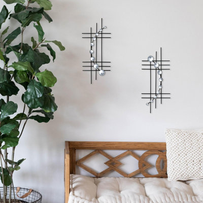 2 Set Bling Jeweled Crystal Metal Wall Art