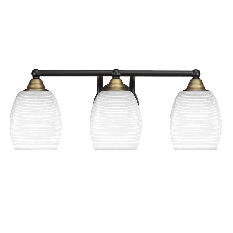 Michell 3-Light Bath Bar, White, Matte Black/Brass