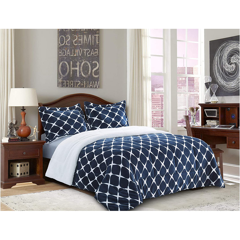 Geometric Shapes Comforter, King Comforter, Navy