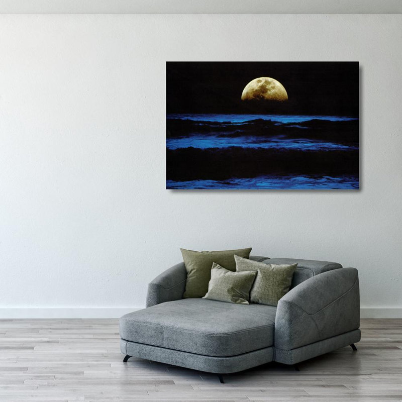 Océan au lever de la lune, H 27 po x l 40 po