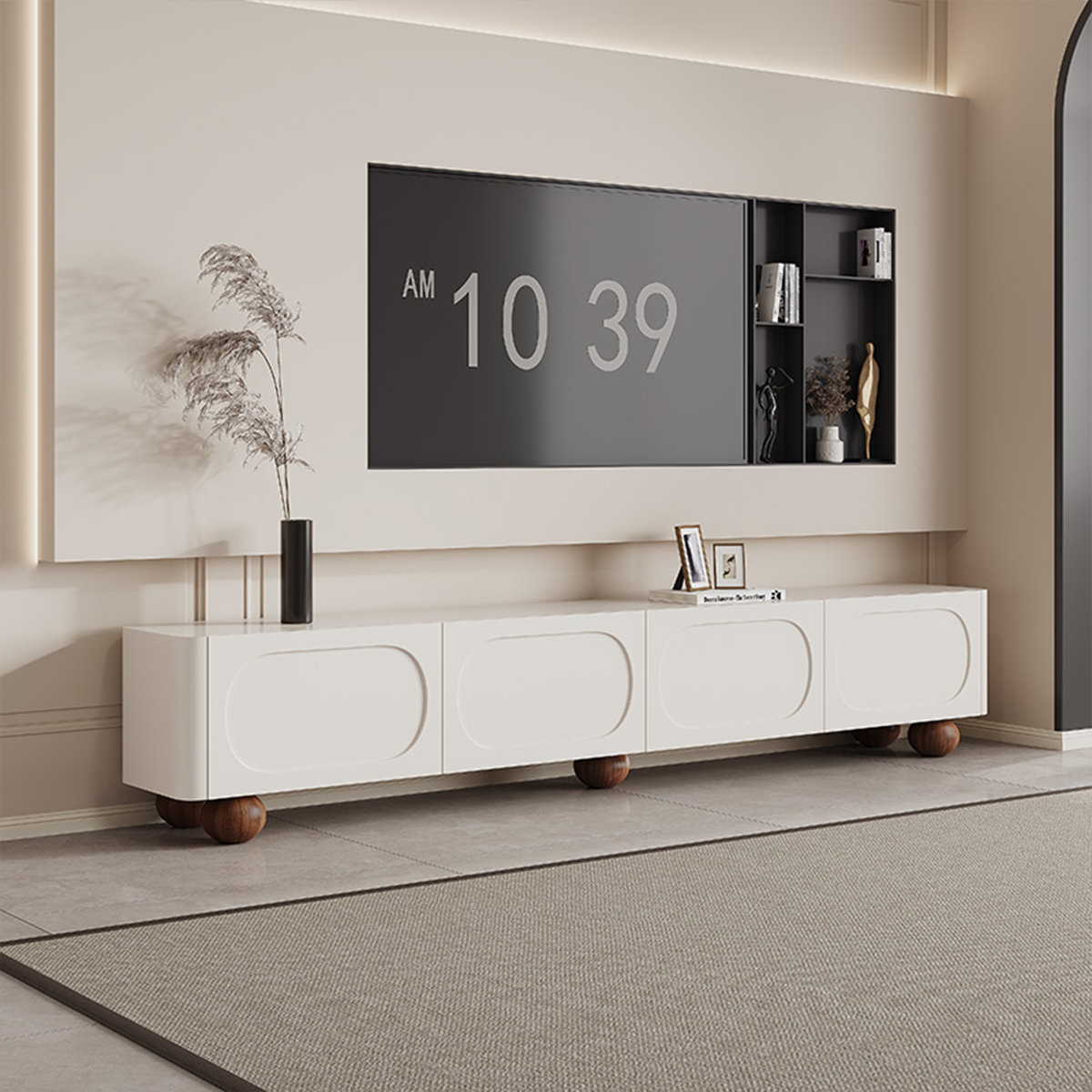 SINNOG Modern Minimalist White Solid Wood TV Stand - Wayfair Canada