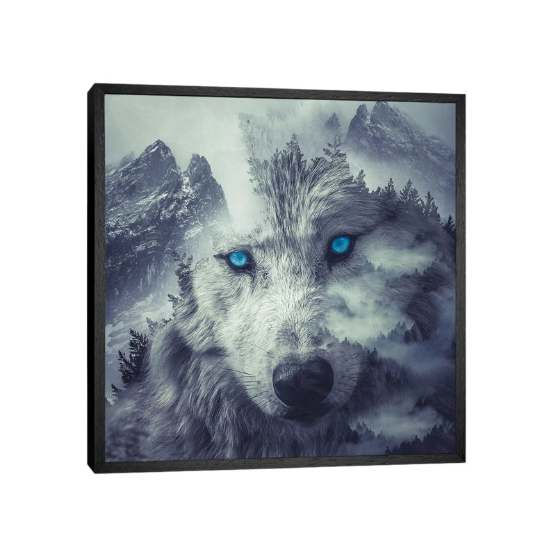 Mountain Wolf by Paul Haag - Print on Canvas, 45.72 cm H x 45.72 cm W, Black Framed
