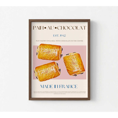 Pâtisserie française au chocolat - affiche de boulangerie rétro | Reproduction d'art pâtisserie encadrée