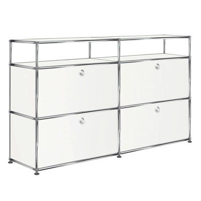 Modern Storage Cabinet, Modular Metal Sideboard, Versatile Steel Office Credenza & Lowboard for Living Room, Kitchen, Home Office