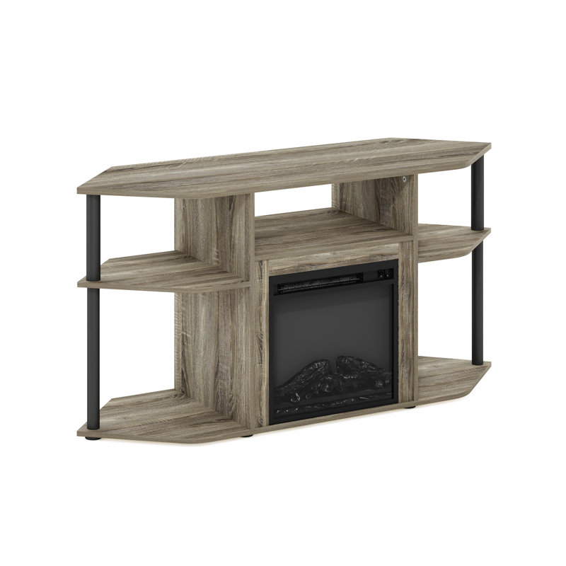 Beitske TV Stand Fireplace for TVs up to 55" Fireplace, French Oak Gray