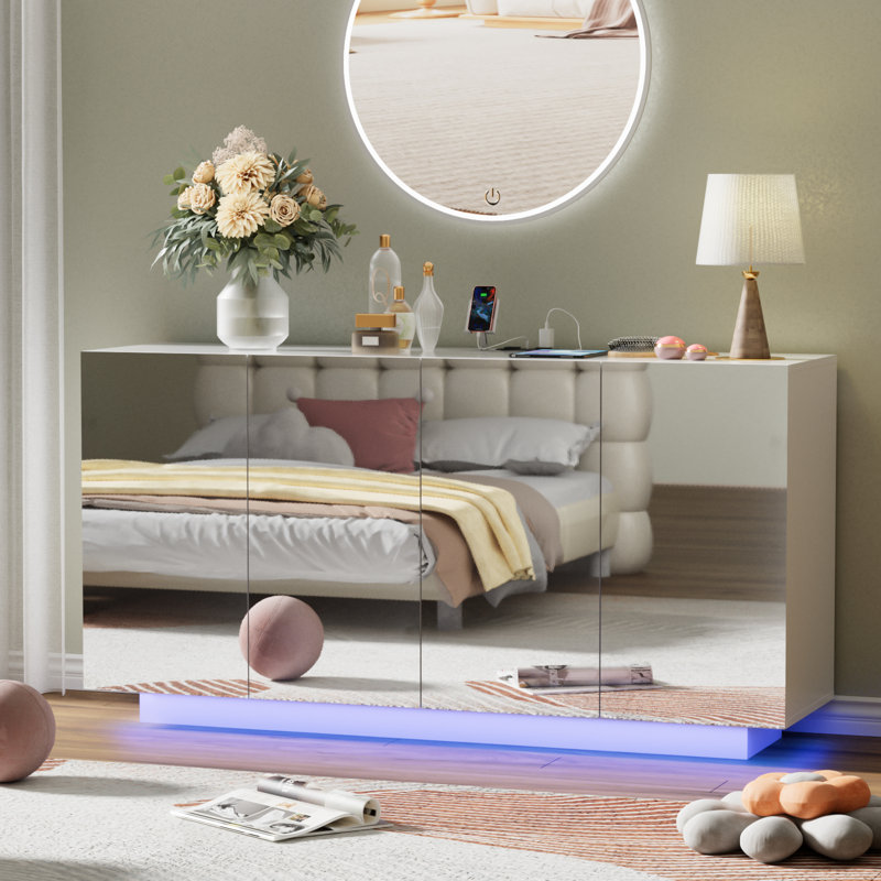 Lianna 57.9'' Sideboard, White Mirror