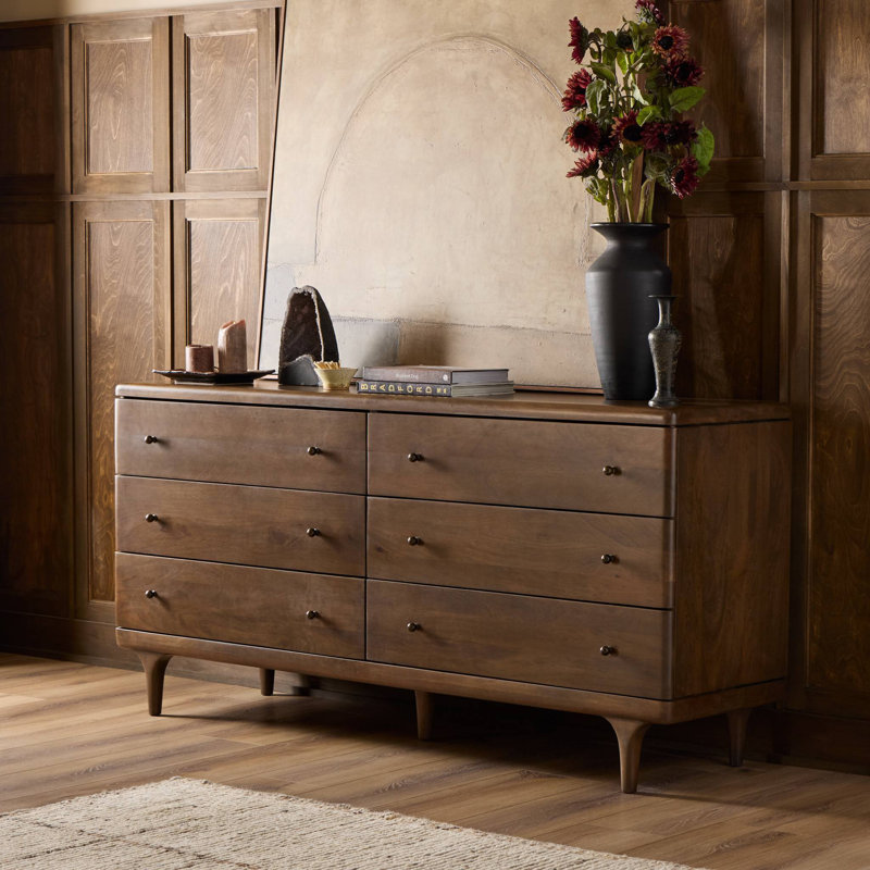 Eldrin 6 Drawer Dresser-Warm Brown Mango