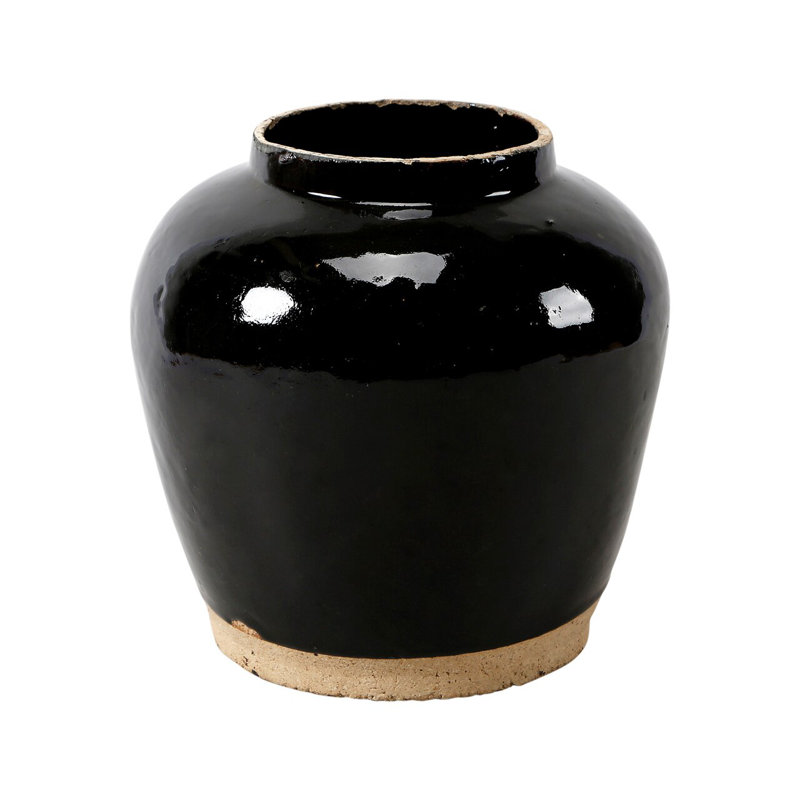 Black Indoor / Outdoor Porcelain Table Vase, 9" H x 9" W x 9" D