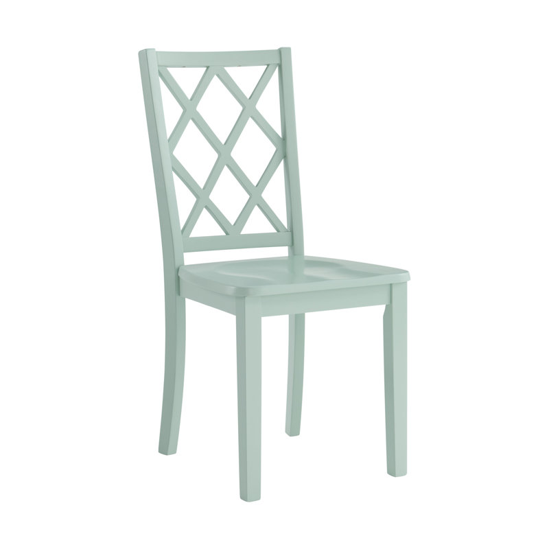21" Wide Dining Chair with a Lattice Back, Green