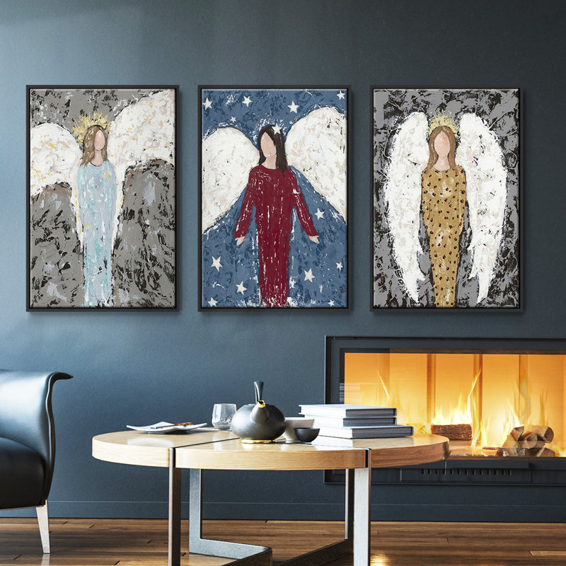 Ensemble de 3 pièces Angels, Noir, H 40 po x l 78 po