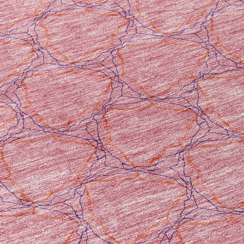 Addison Pink Geometric Synthetic 5' x 7' Washable Rug