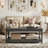 Rectangular Coffee Table With Storage Shelf, Farmhouse Style Wooden Center Table For Living Room, Modern Tea Table With Open Shelf (Grey Black Finish)