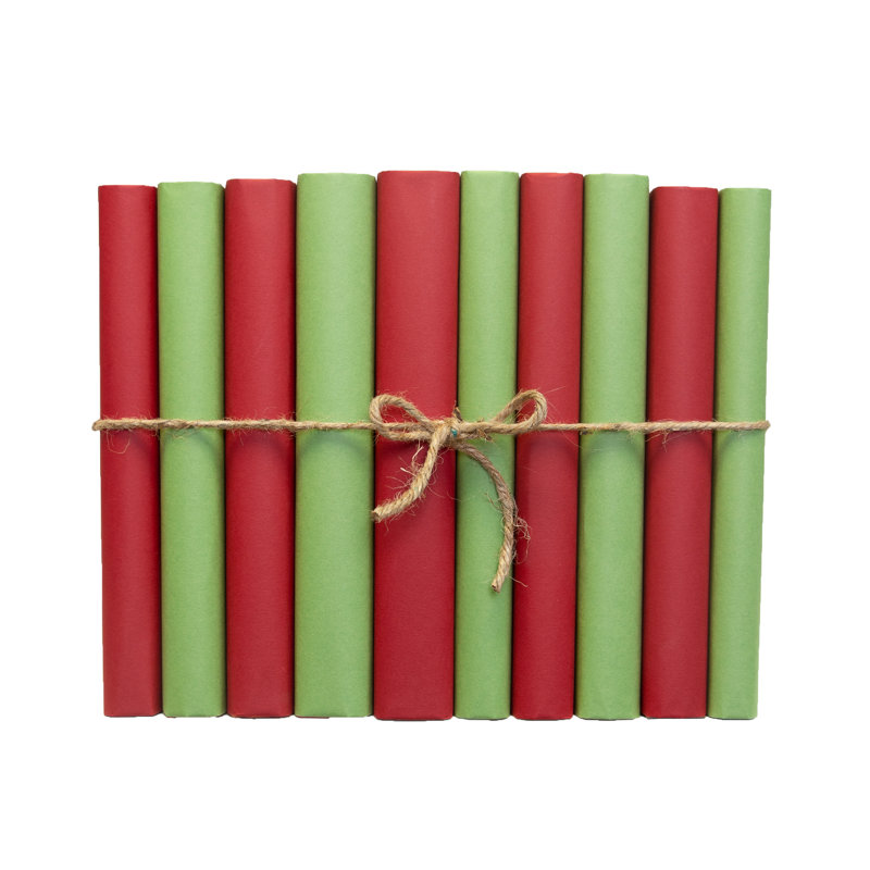 Livres décoratifs - Ensemble de livres en papier «Happy Holiday» - 1 pied de livres rouges et verts