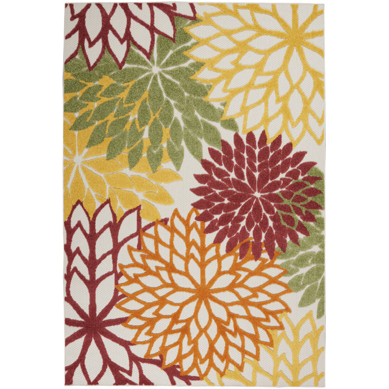 Tapis rouge à motif floral Newton, Rectangle 3 pi 6 po x 5 pi 6 po