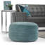 Vivienne 20"W Upholstered Velvet Boho Round Pouf in Turquoise with Stitching Detail-853170998