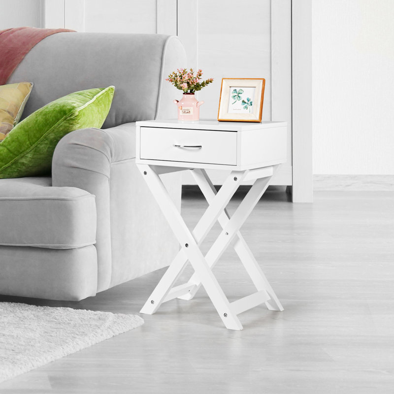 Table de chevet 1 tiroir Neyo, Blanc, 2