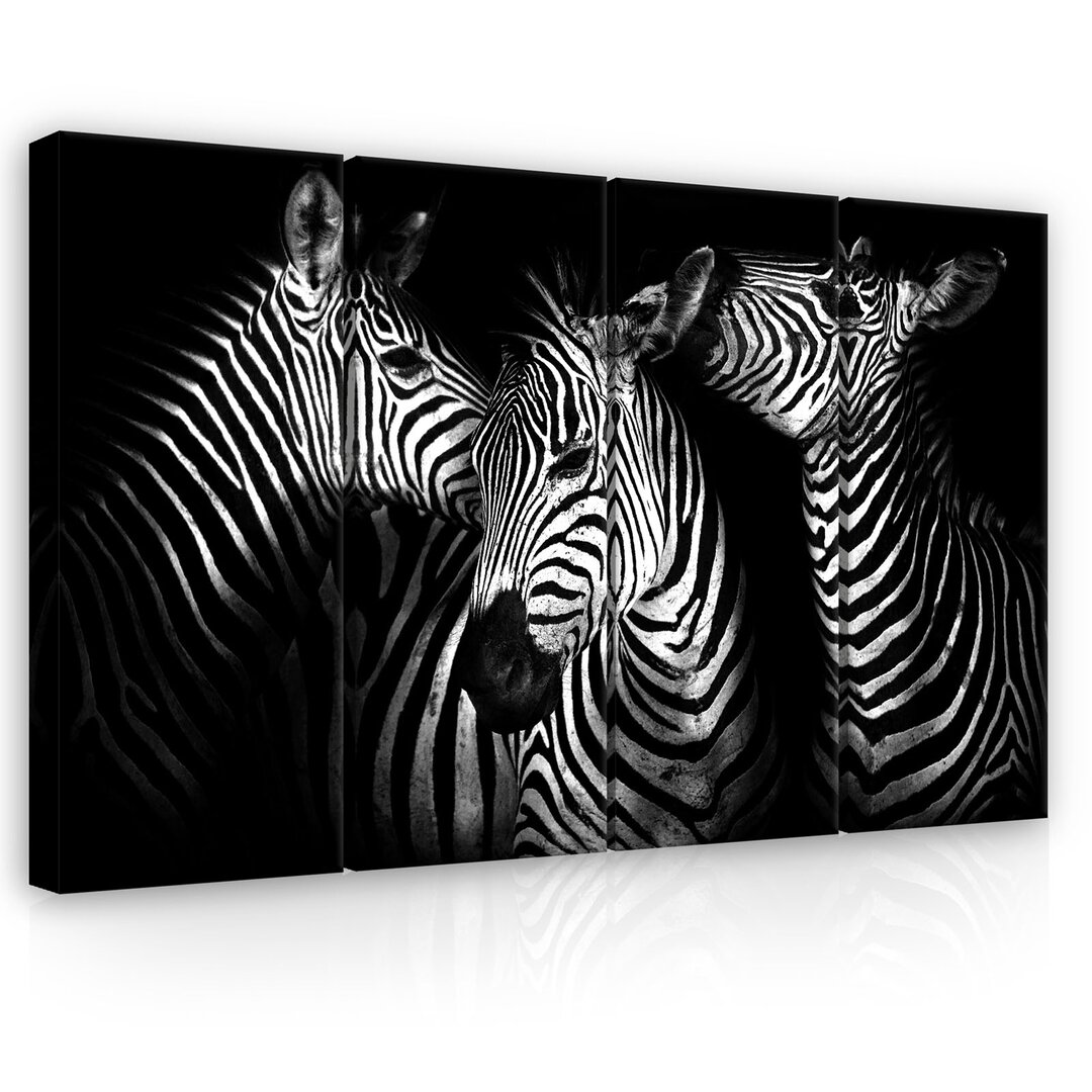 4-tlg. Leinwandbilder-Set Zebra