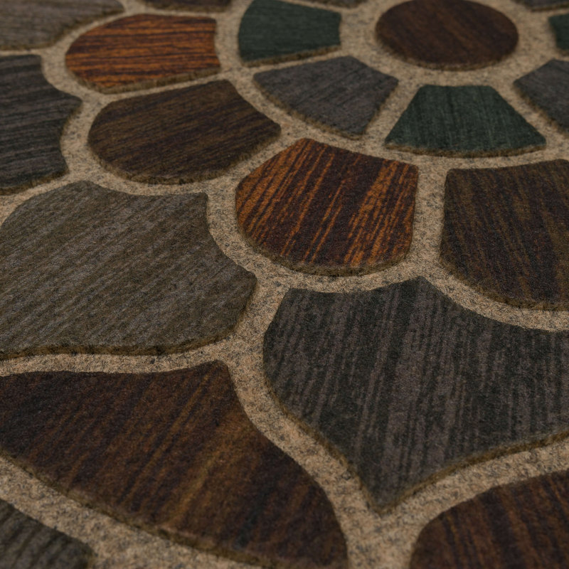 Kesha 48" L Rectangular Recycled Rubber Door Mat , Chestnut Grain