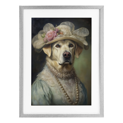 Elegant Yellow Labrador Framed Print Under Glass, design by Wumples