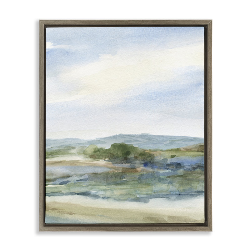 Collines dans un paysage naturel, H 21 po x l 17 po, Cadre flottant orme Montalcino