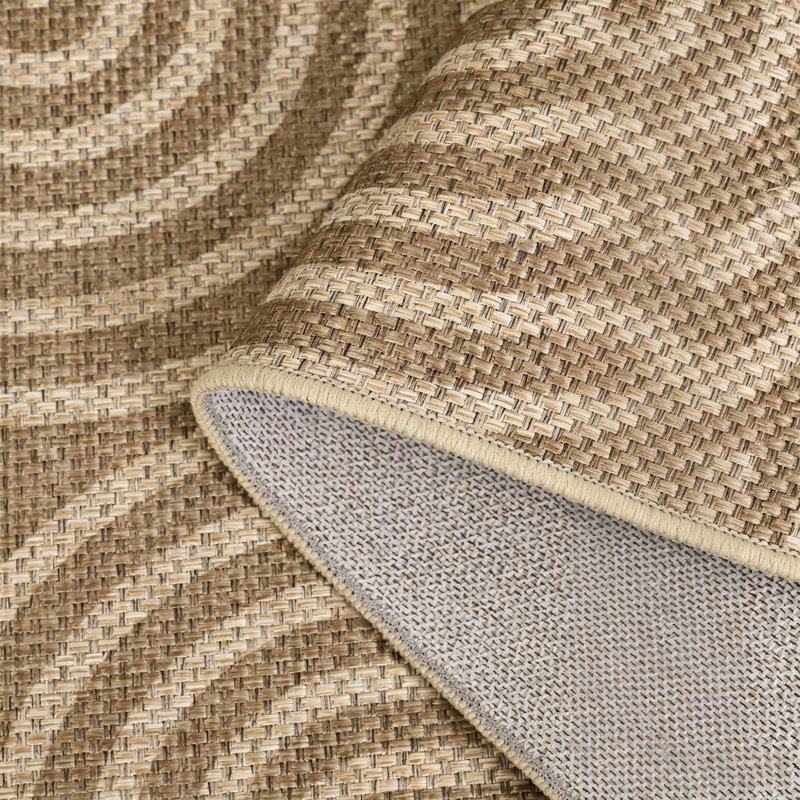 Tapis intérieur/extérieur à motifs géométriques abstraits, aspect jute, Brown, 10*13ft