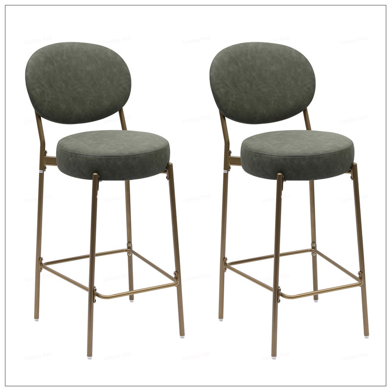 Tabourets de bar ronds en métal, Vert