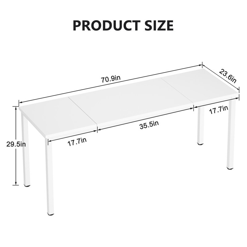 Pelaga Jahnna 70.9'' W Rectangle Writing Desk, 29.5" H x 70.9" W x 23.6" D, White