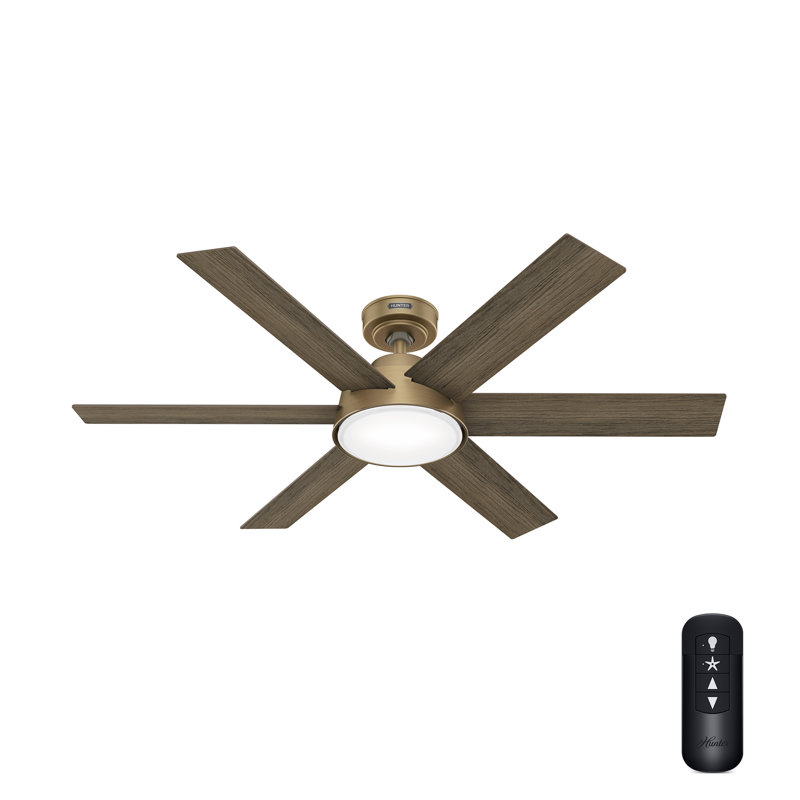 Donatella 52" 6 - Blade Ceiling Fan with Lights and Remote, Brown