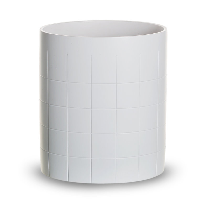 Polar White Resin Small Bathroom Trash Can
