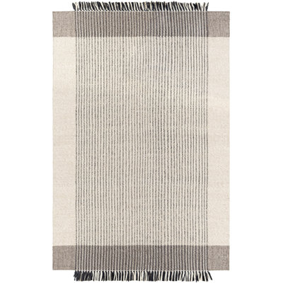 Tapis rayé en laine brun clair / gris anthracite / gris Tina