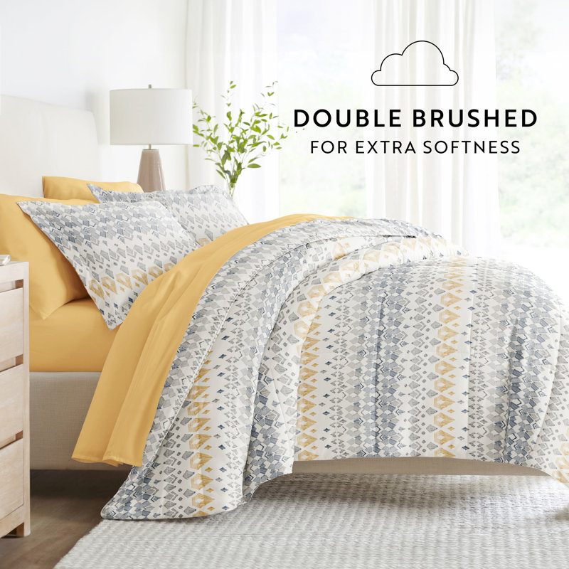 Twin Gray Geometric Microfiber Bed in a Bag Set