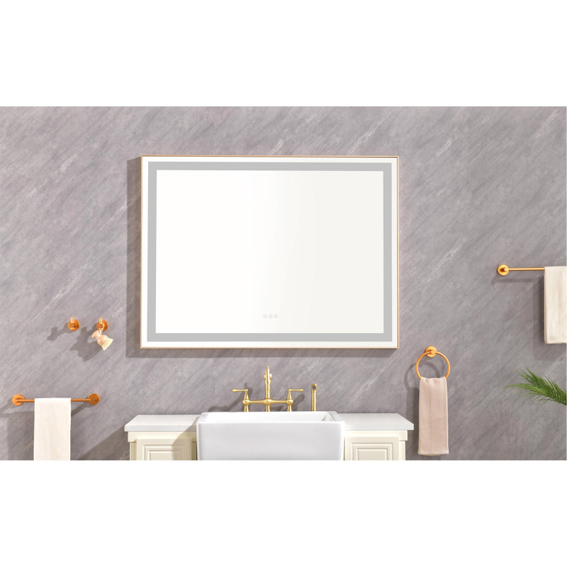 Miroir de salle de bain à DEL de pointe avec plusieurs fonctions pratiques pour un confort et un style améliorés, Doré