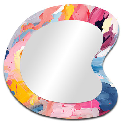 «Colorful Paint Swirl Bliss IV» - Miroir mural abstrait moderne aux formes asymétriques