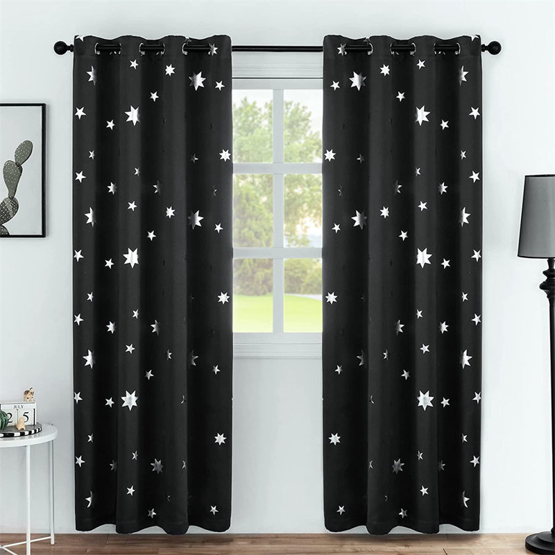 Paire de rideaux occultant et isolant en microfibre, Noir, L 52 po x L 95 po