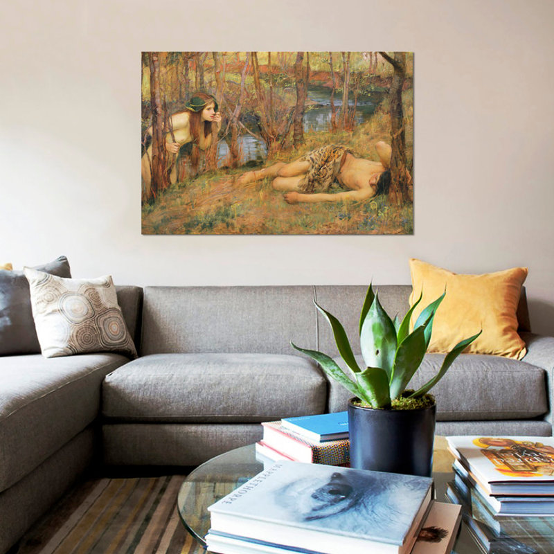 "the naiad, 1893" par john william, impression sur toile waterhouse, H 40 po x l 60 po x P 1,5 po, Toile tendue, Pas de tapis