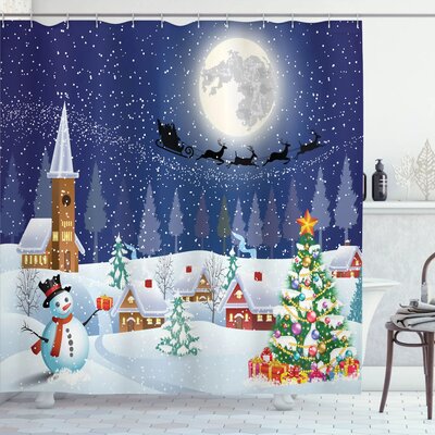 Christmas Winter Landscape Single Shower Curtain -  Ambesonne, sc_20070_extralong