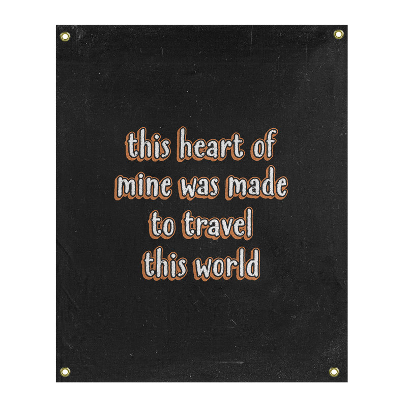 Tapisserie tableau noir en polyester de voyage love quot, H 80 po x l 59 po, Orange