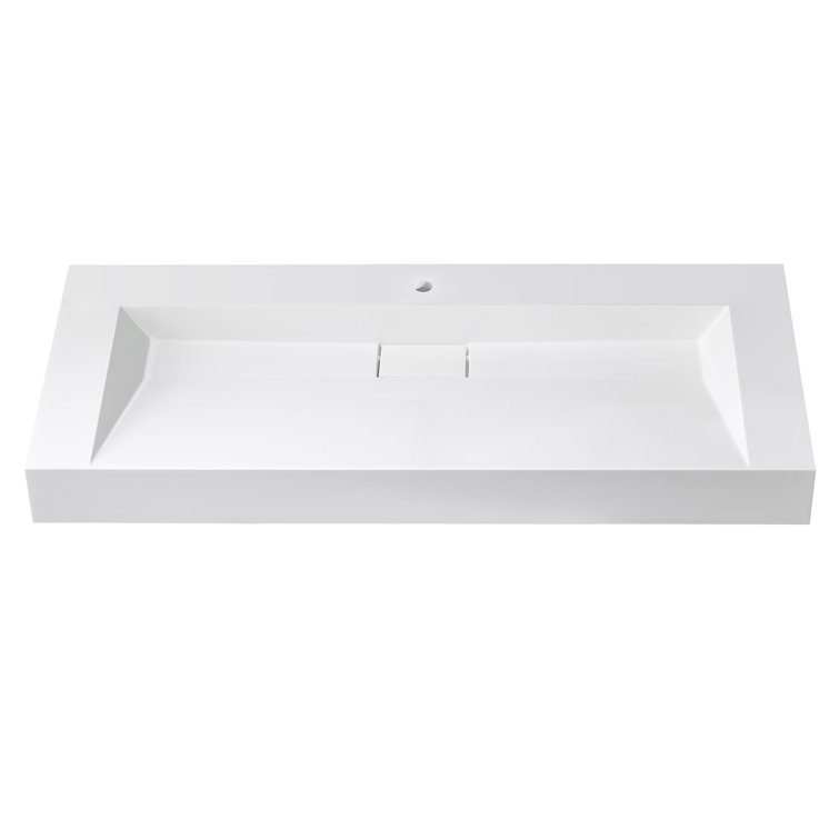 Maho 47.4 in. Rectangular White Composite Granite Stone Console Bathroom Vanity Sink